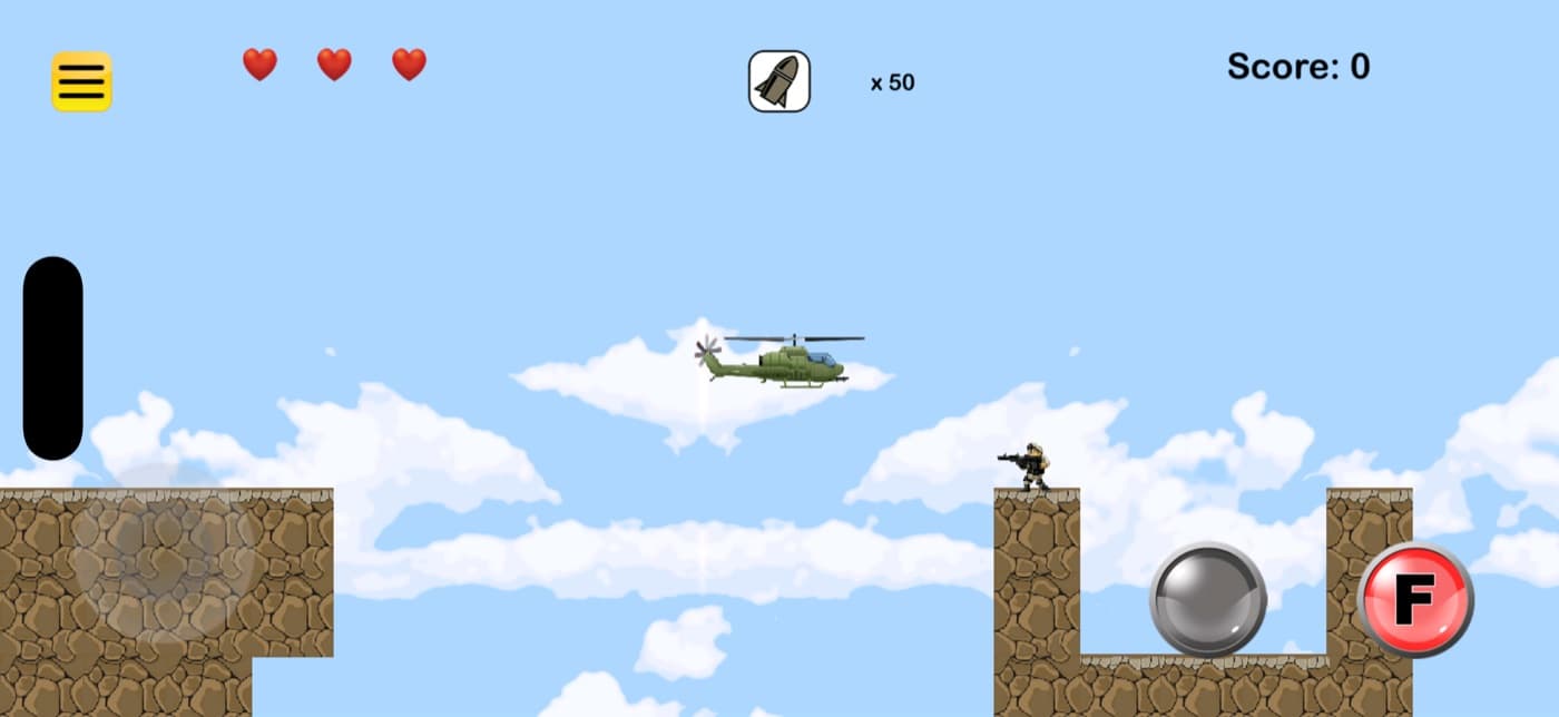 Chopper Time gameplay screenshot showing helicopter combat with enemies and projectiles.